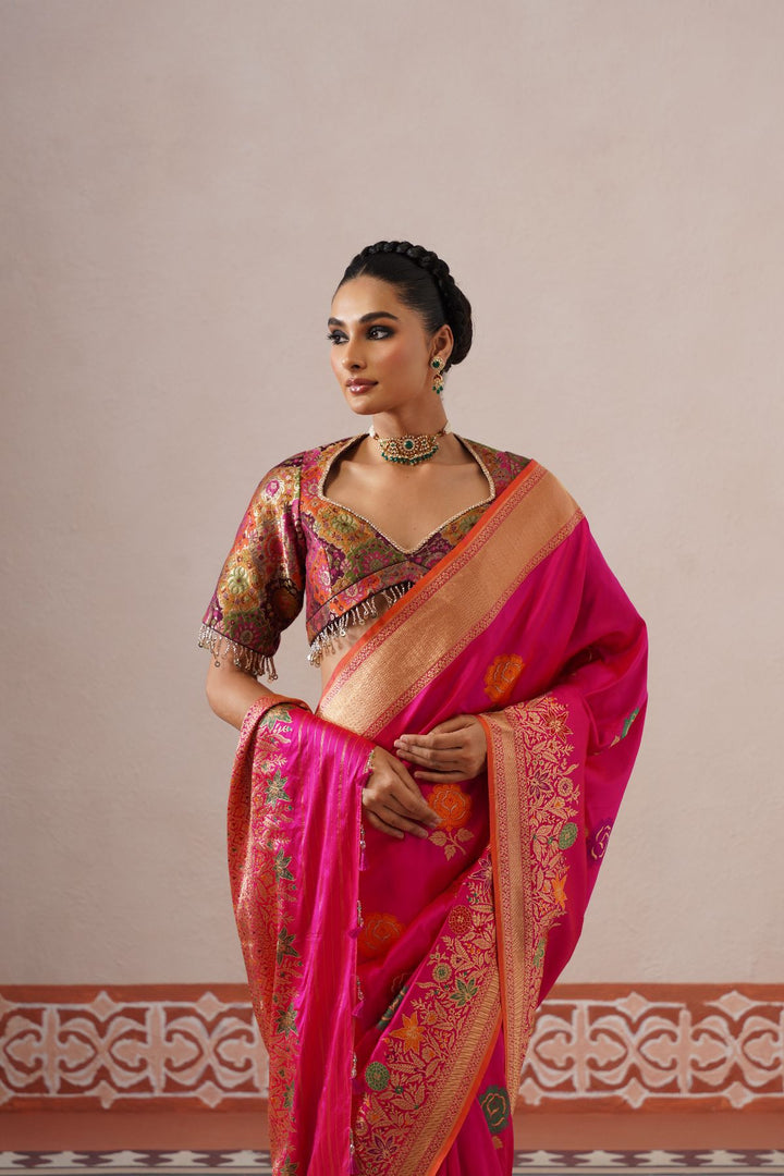 Pink Floral Saree