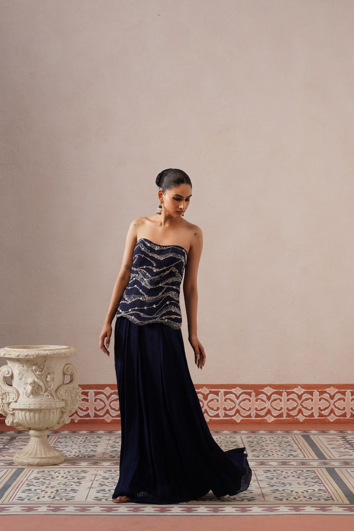 Zyra Skirt Set- Navy Blue