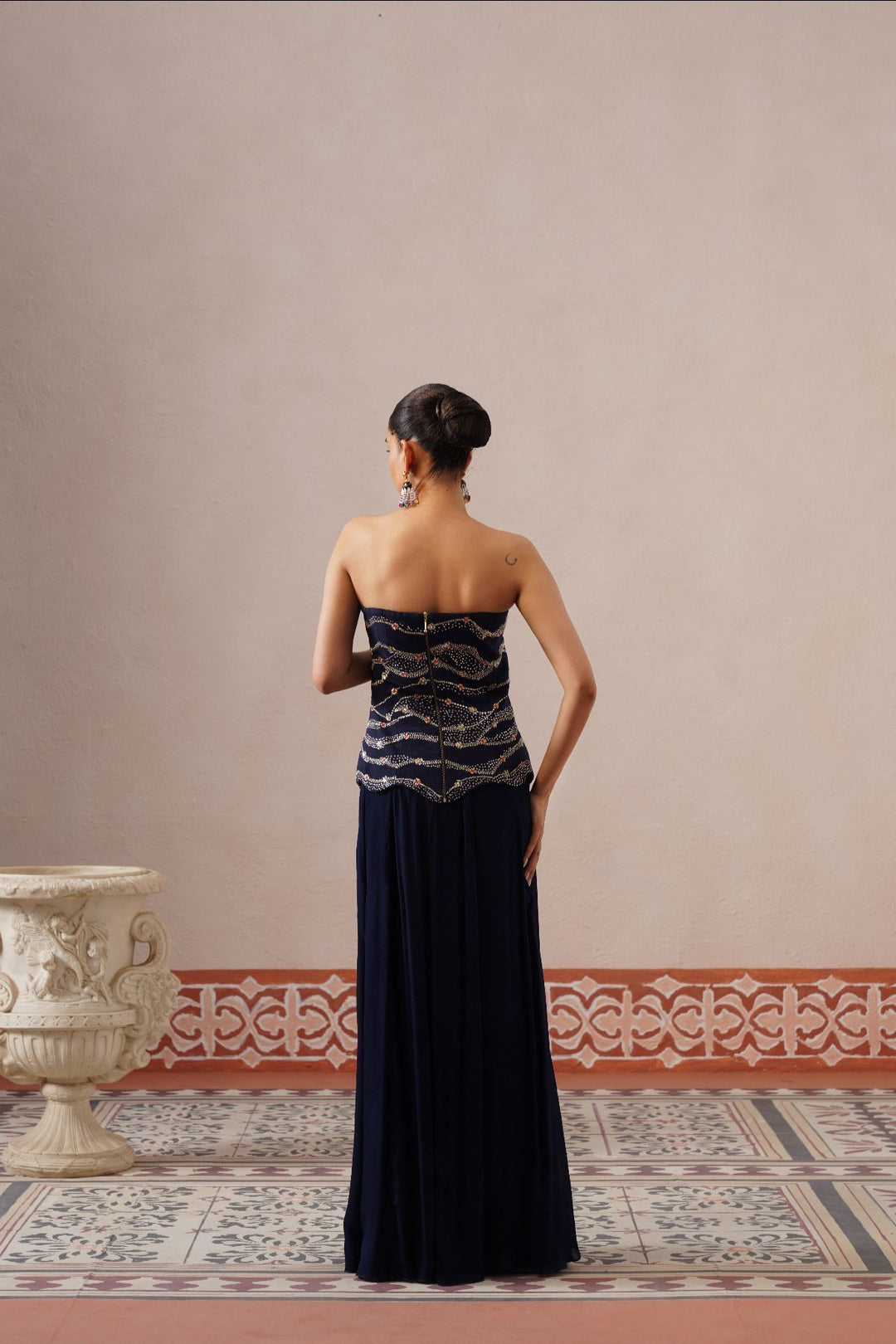 Zyra Skirt Set- Navy Blue
