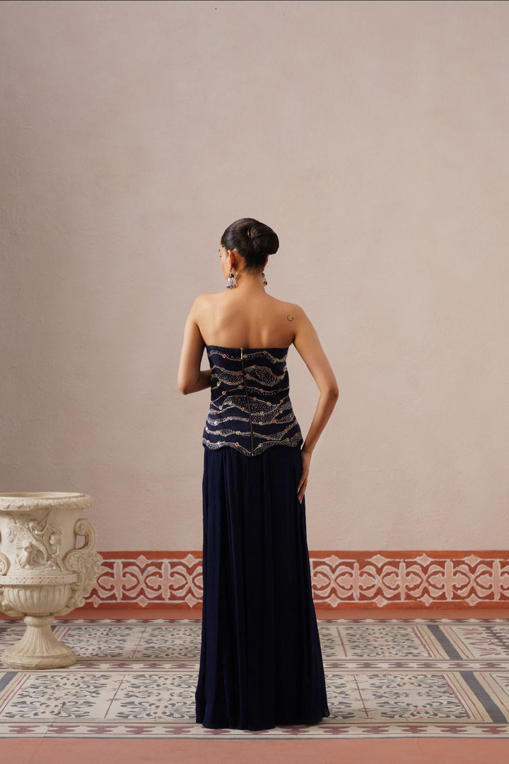 Zyra Skirt Set- Navy Blue