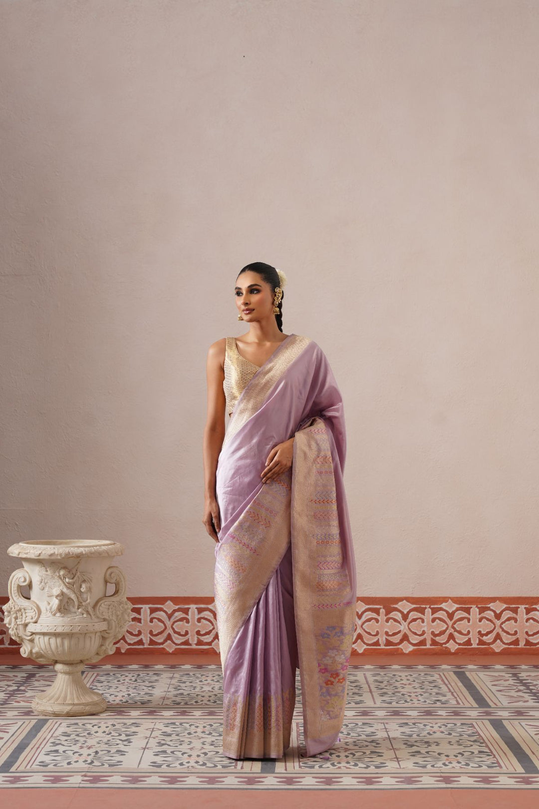 Light Lilac Floral Saree