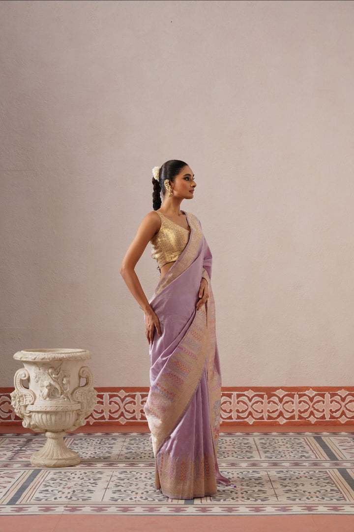 Light Lilac Floral Saree