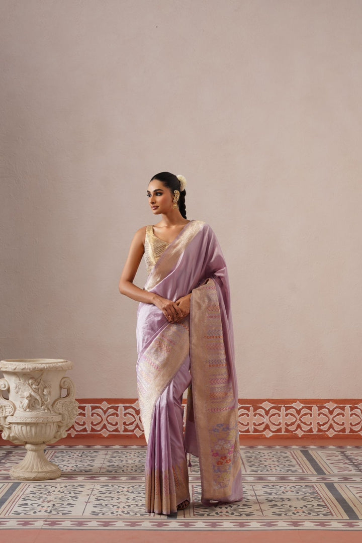 Light Lilac Floral Saree