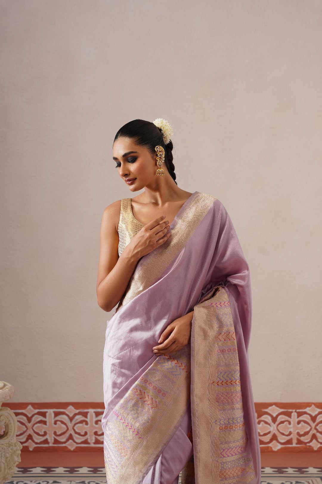 Light Lilac Floral Saree