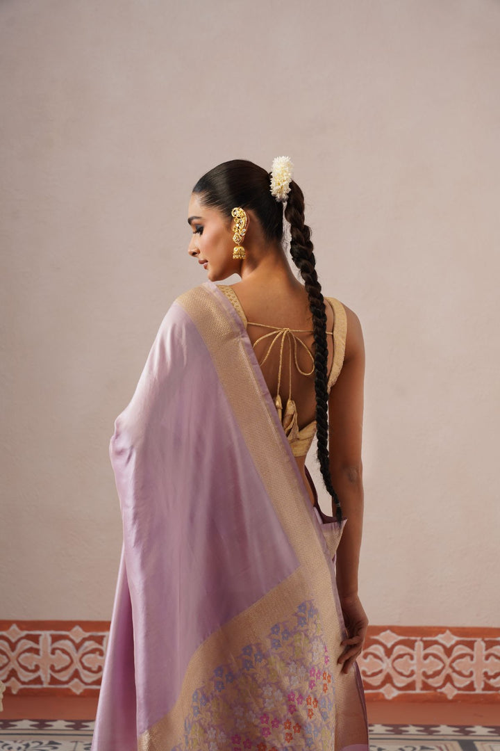 Light Lilac Floral Saree