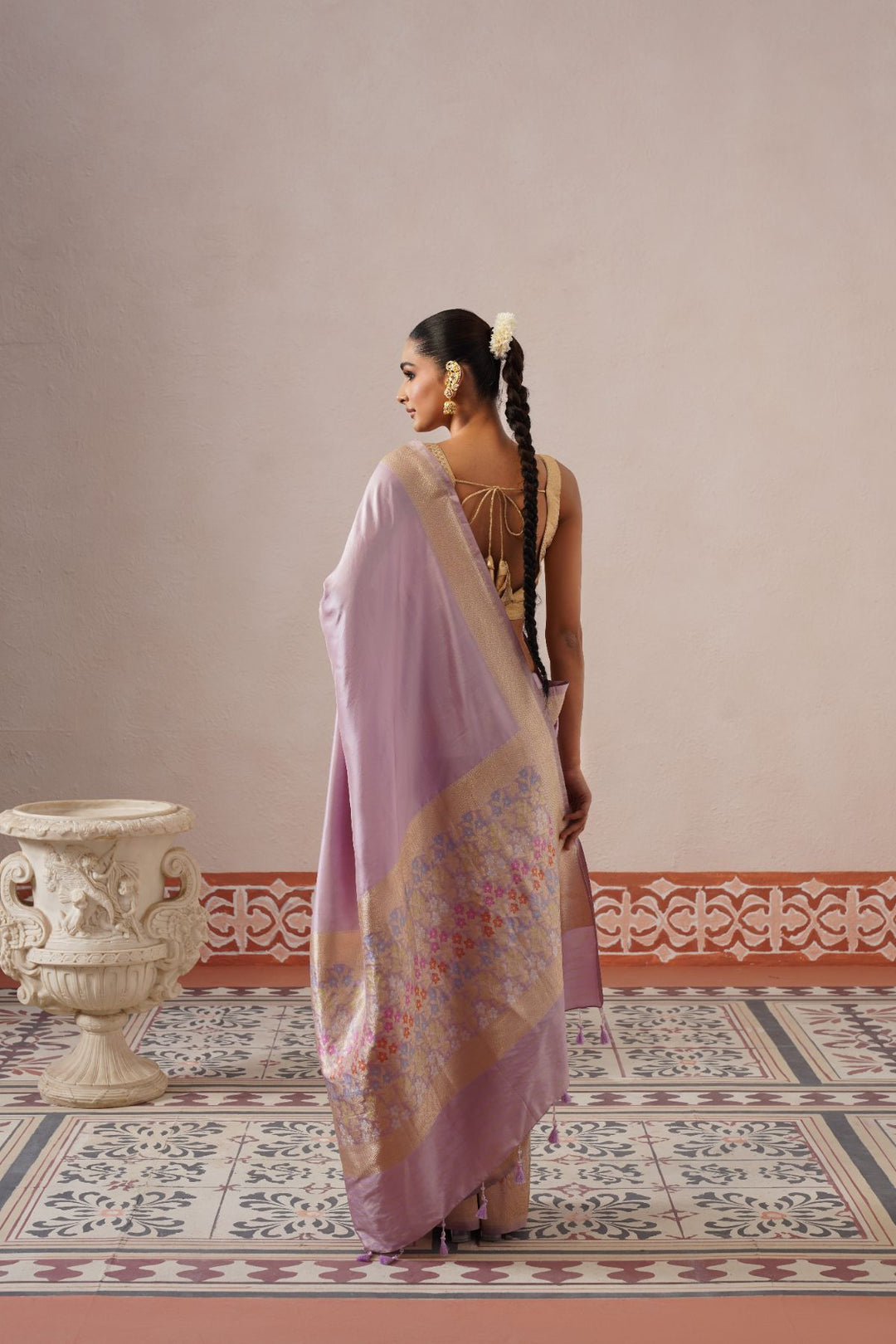 Light Lilac Floral Saree