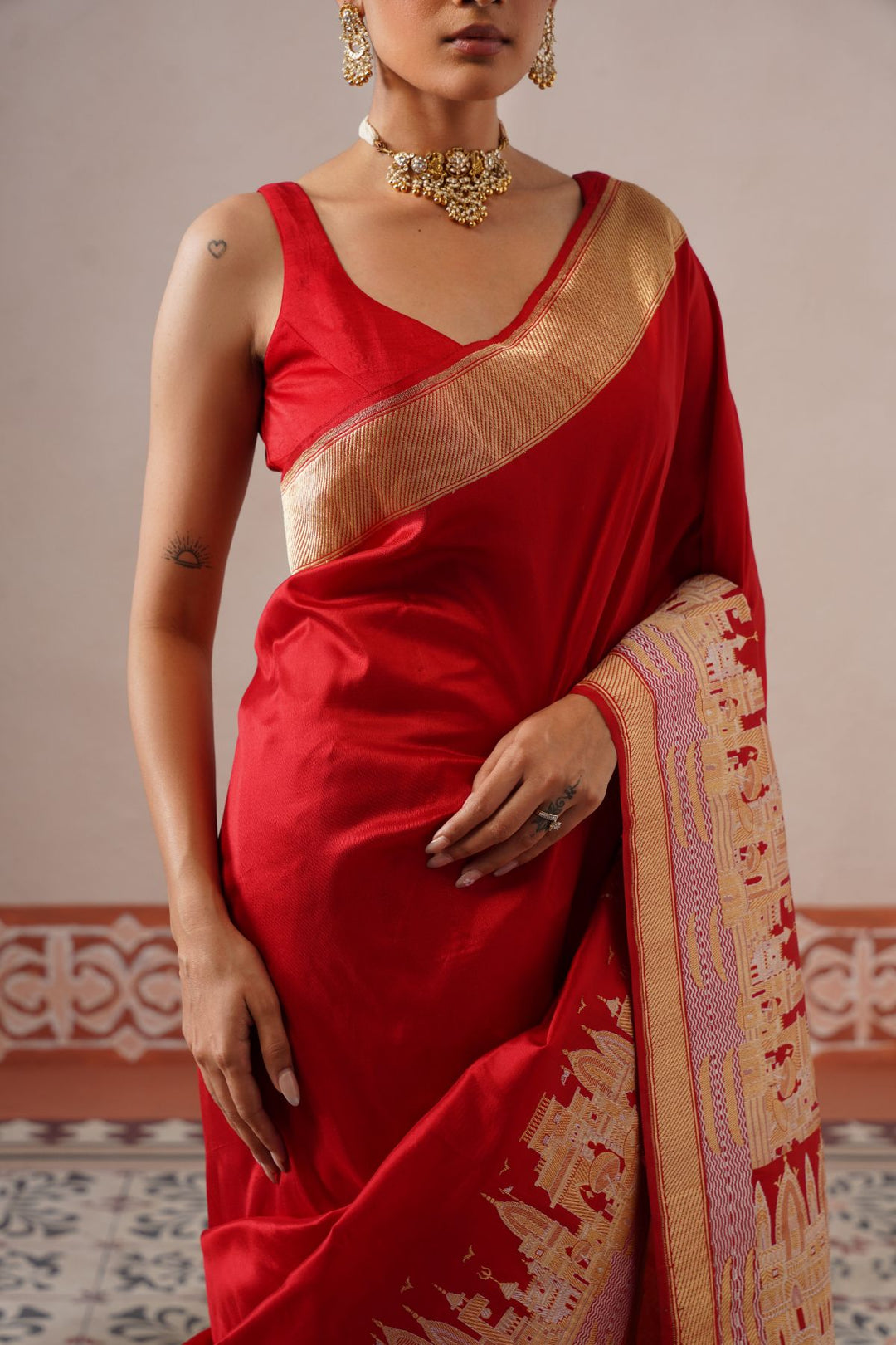 Red Ghat Saree