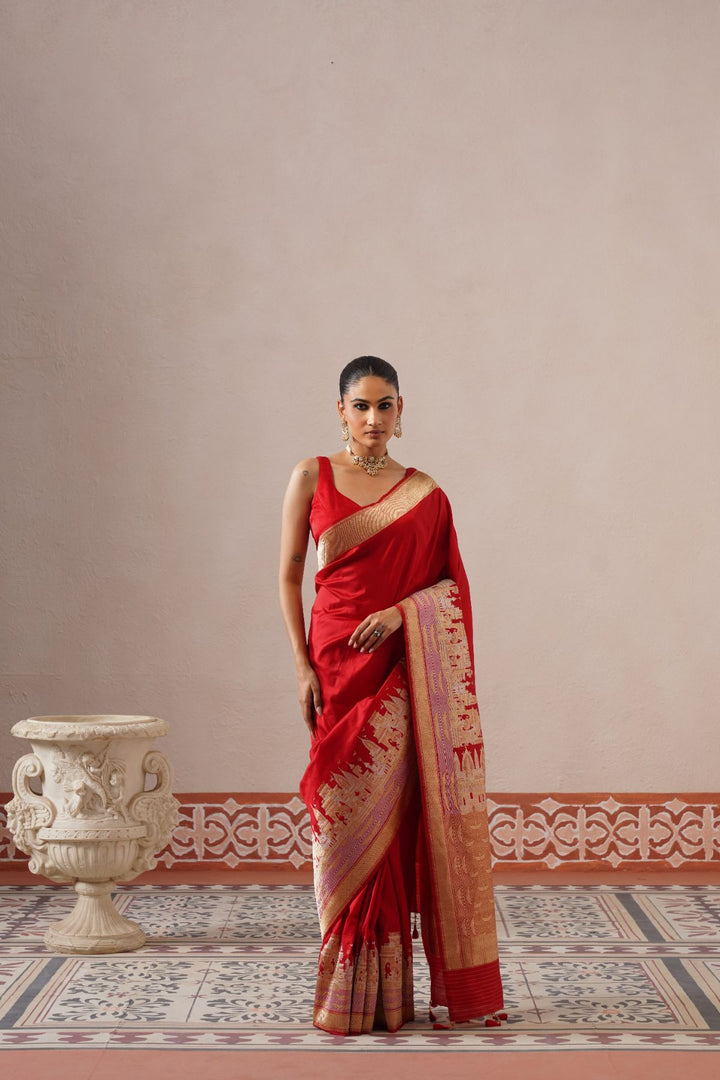 Red Ghat Saree