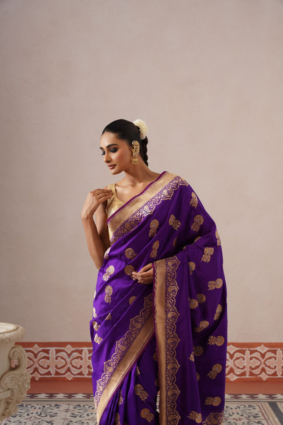 Purple Floral Saree
