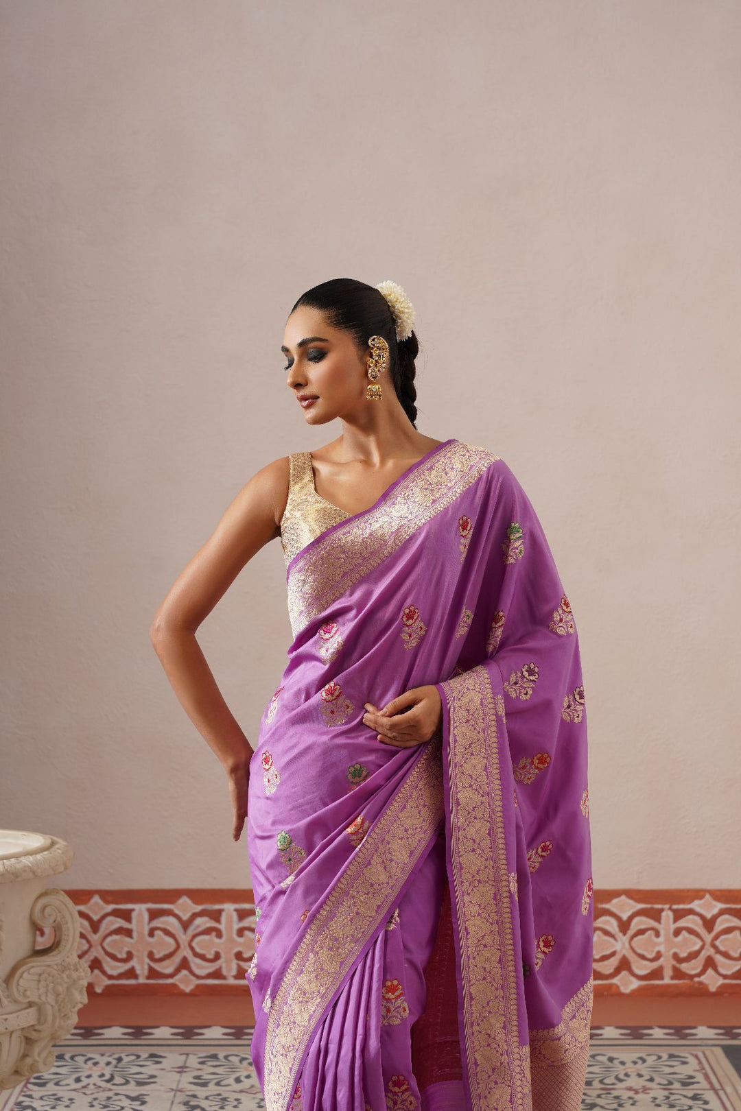 Lilac Floral Saree