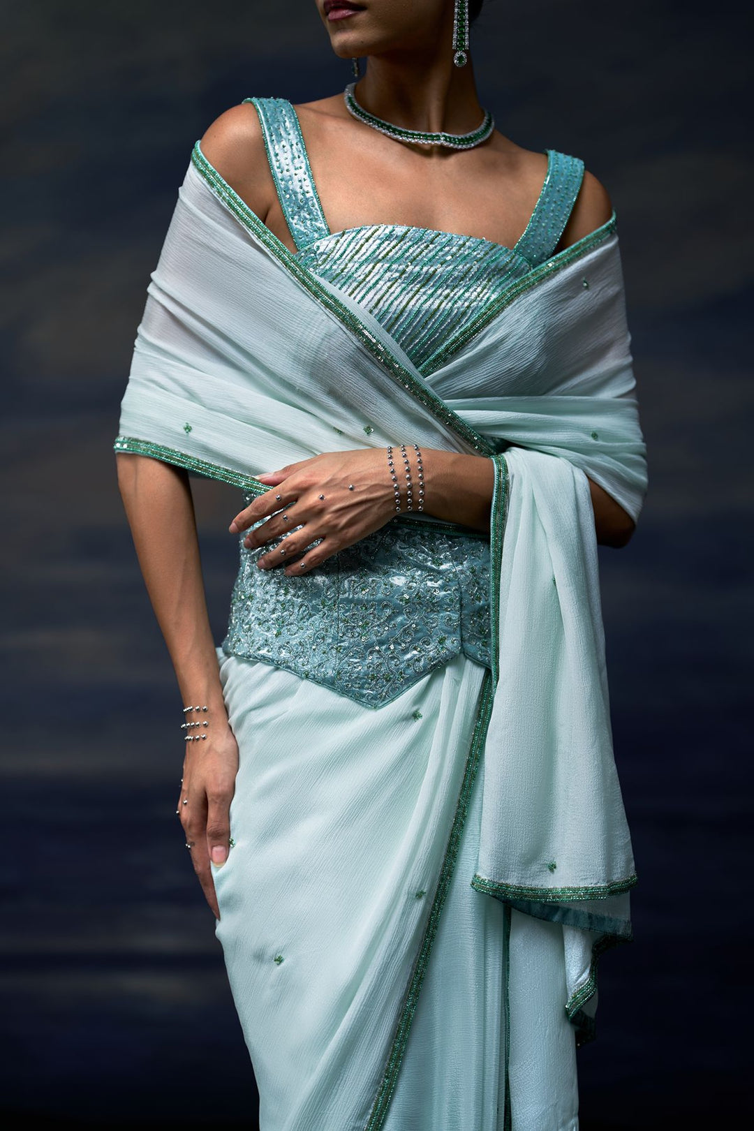 Ocean Mist Saree Set