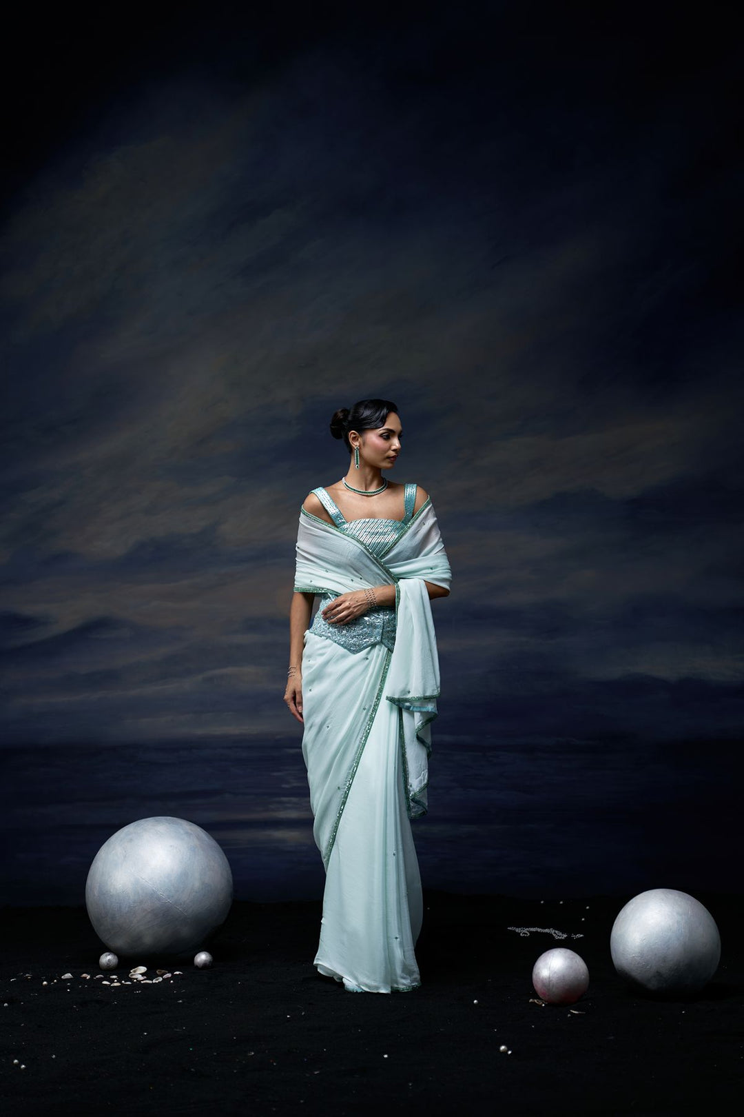 Ocean Mist Saree Set