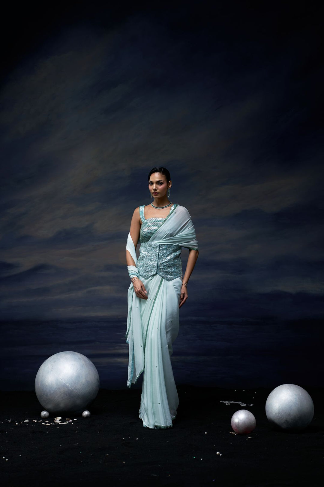 Ocean Mist Saree Set