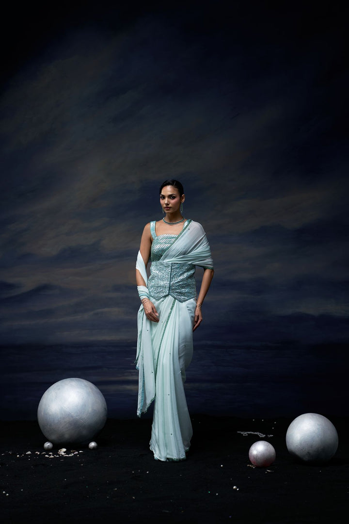 Ocean Mist Saree Set