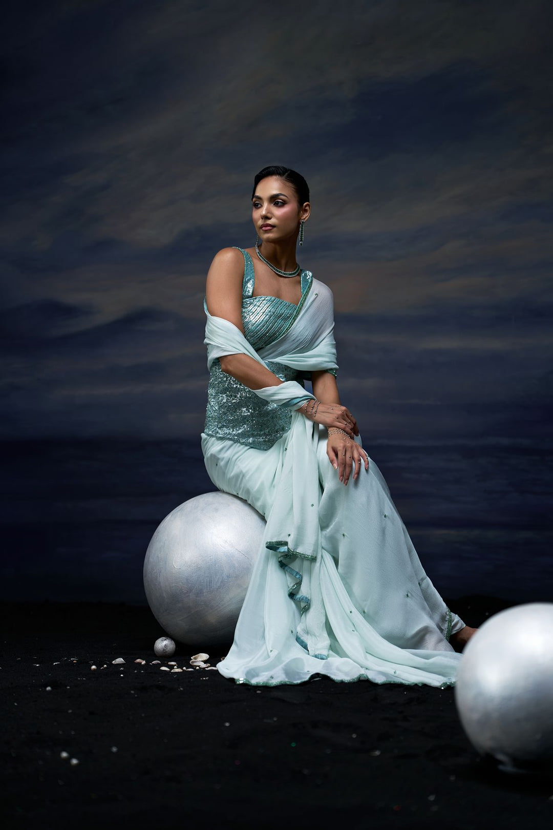 Ocean Mist Saree Set