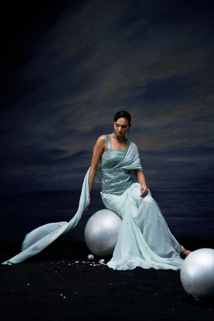 Ocean Mist Saree Set