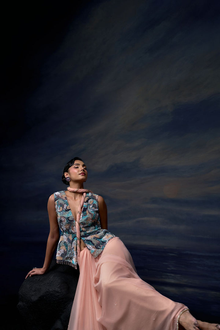 Ocean Sovereign Saree Set