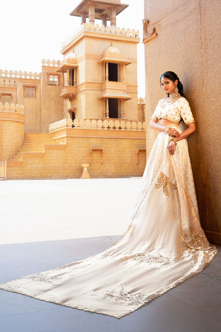 Azra Silk Lehenga Set- Ivory
