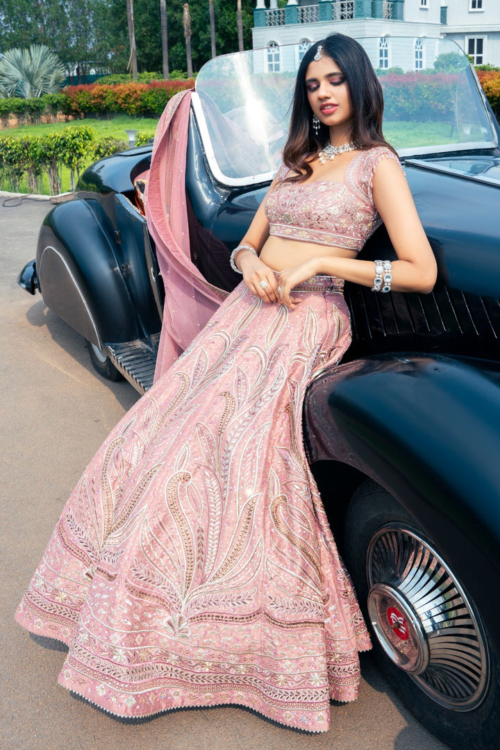 Zyra Lehenga Set- Onion Pink