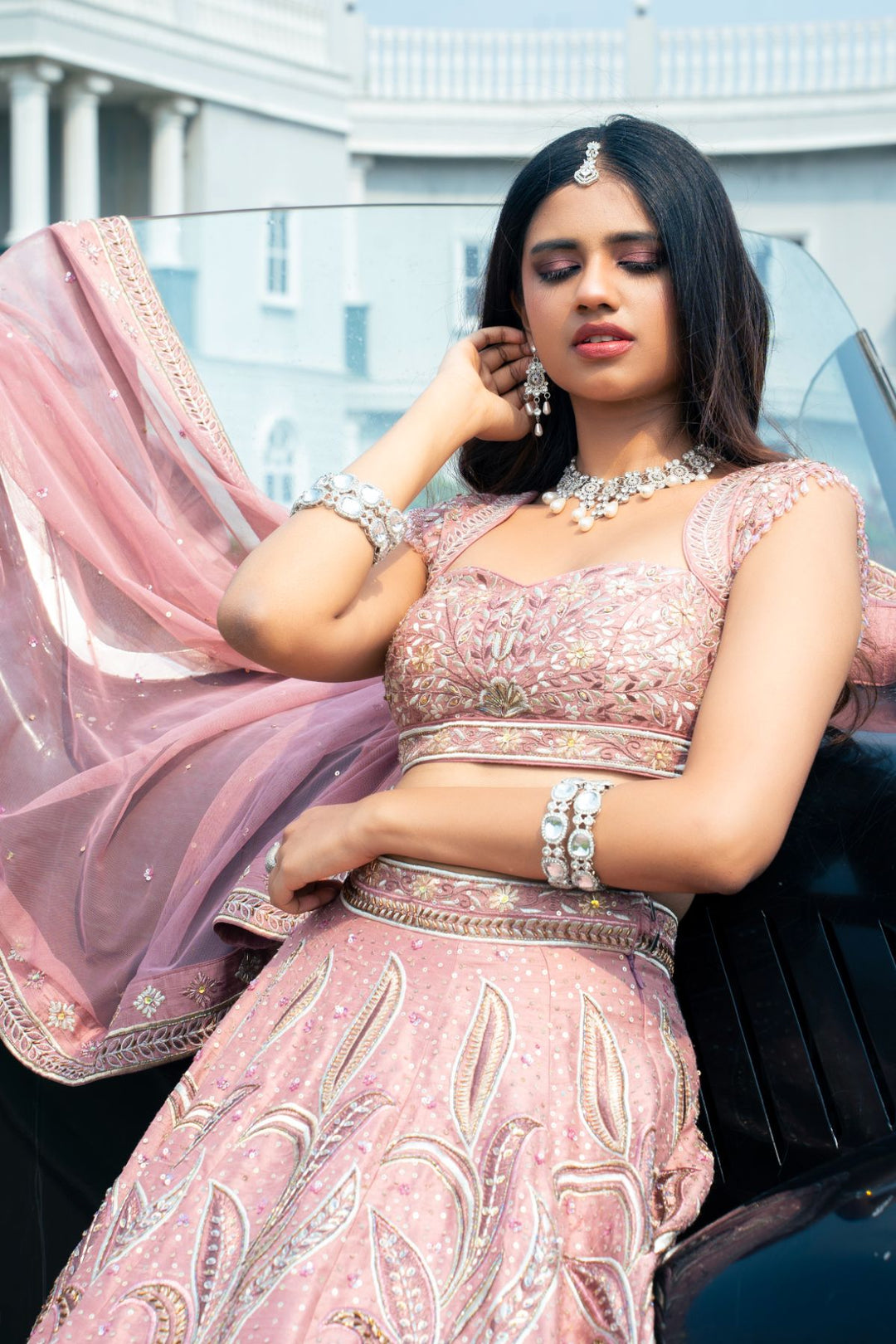 Zyra Lehenga Set- Onion Pink
