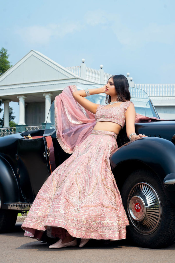 Zyra Lehenga Set- Onion Pink