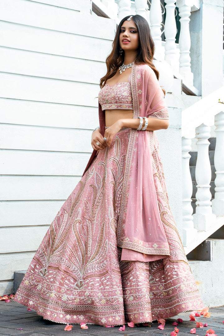 Zyra Lehenga Set- Onion Pink
