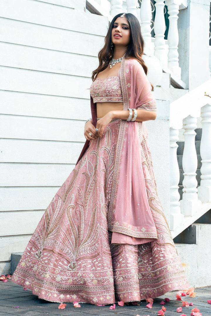 Zyra Lehenga Set- Onion Pink