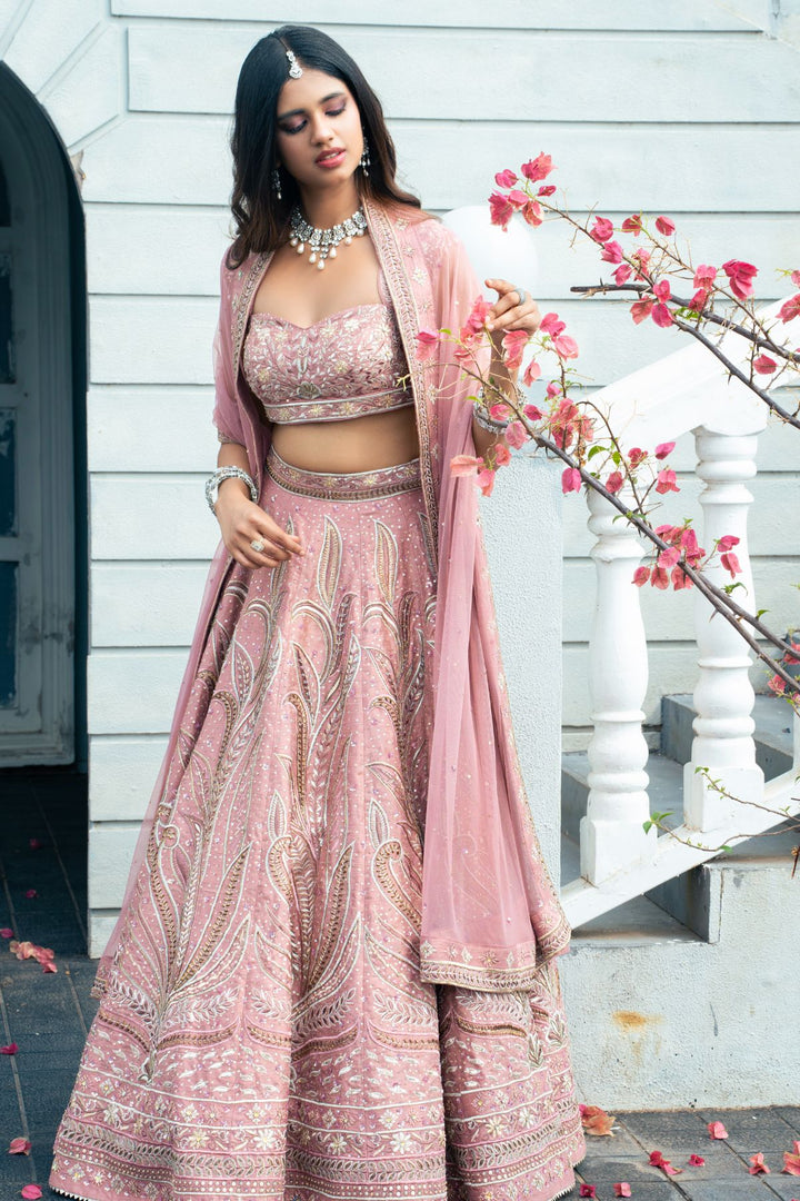 Zyra Lehenga Set- Onion Pink