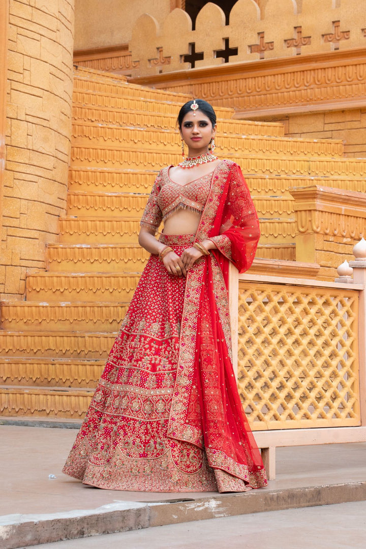 Surea Lehenga Set- Red