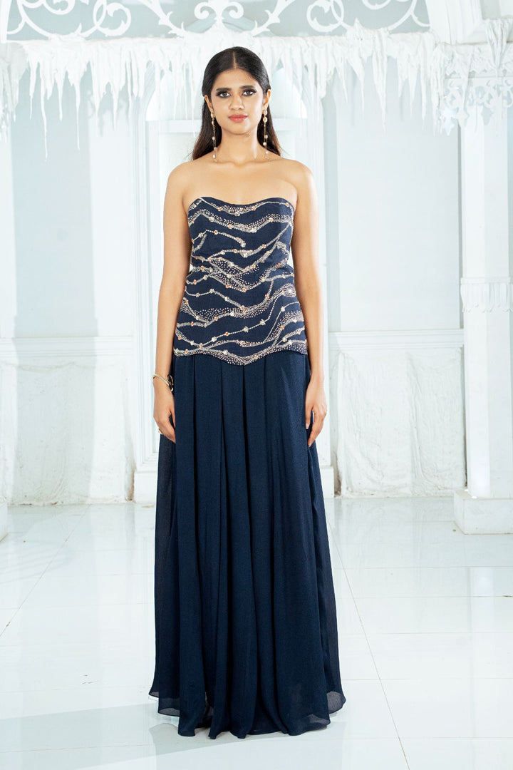 Zyra Skirt Set- Navy Blue
