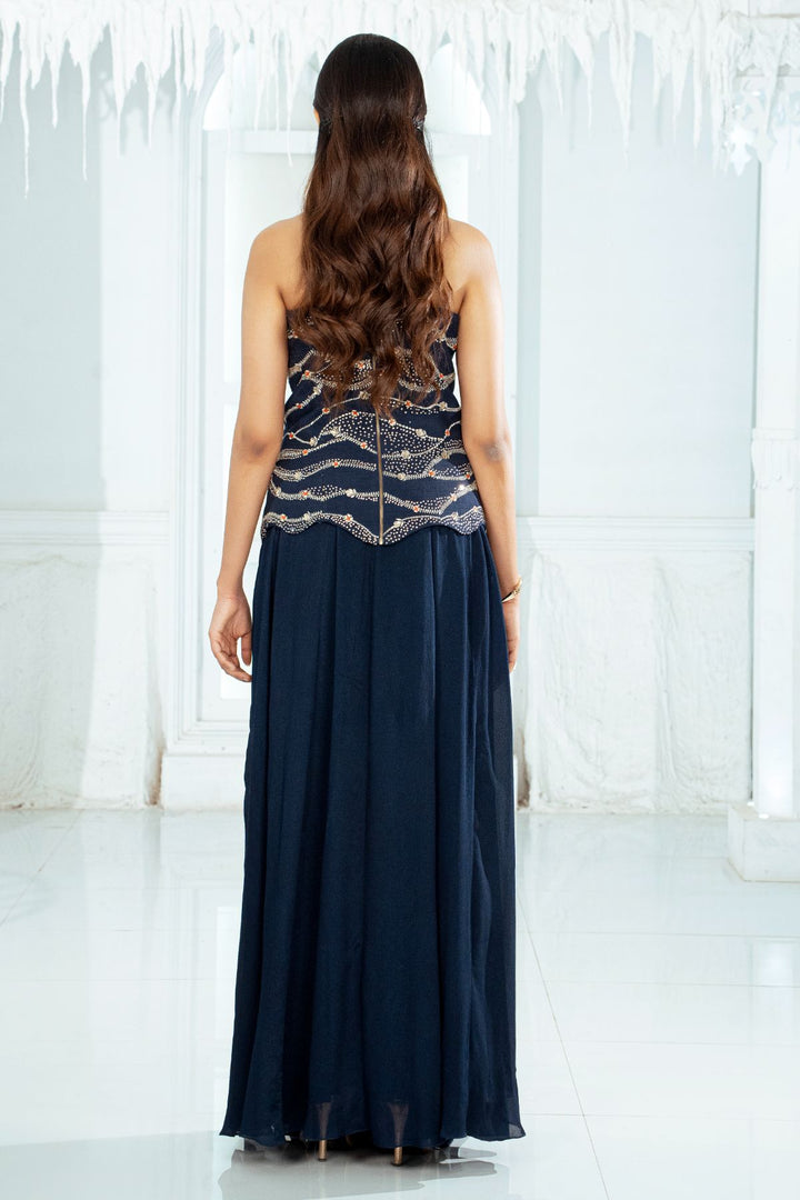 Zyra Skirt Set- Navy Blue